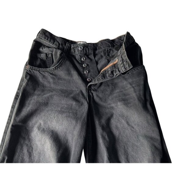 Free People We The Free Twin Flame Mid Rise Cropped Wide Leg Black Jeans Sz 26 - Picture 5 of 10